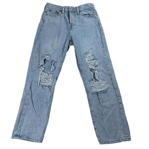 Vintage Levi’s Wedgie Straight Jeans Womens 26 Light Wash Distressed Denim Look